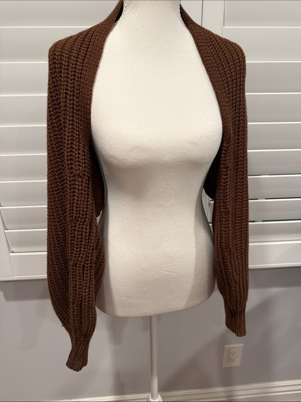 Chocolate Brown Knit Bolero Shrug